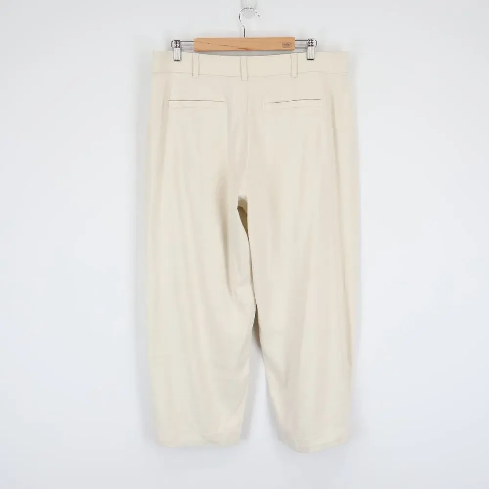 NWT Everlane The Everywhere Pant In Stretch Linen High-Rise Birch Tan Size 14